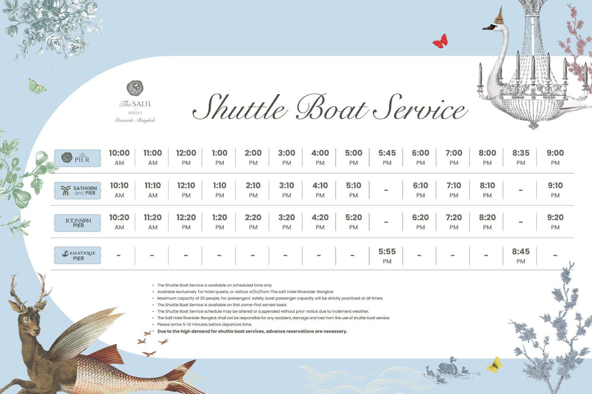 The Salil Hotel Riverside بانكوك المظهر الخارجي الصورة Shuttle boat service timetable